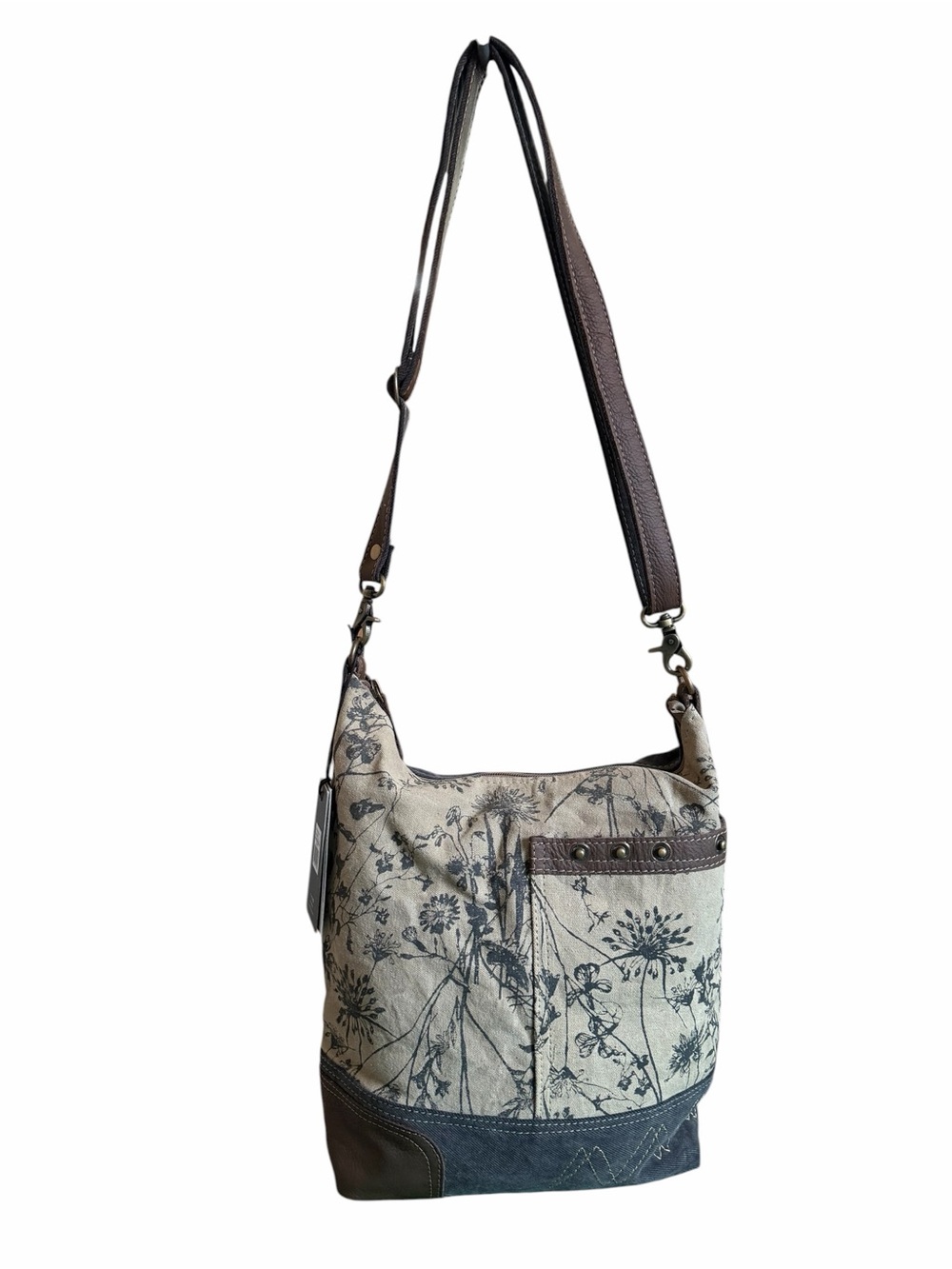 Myra Solidaster Shoulder Bag NWT S-1525 Floral Western Upcycled Canvas Leather